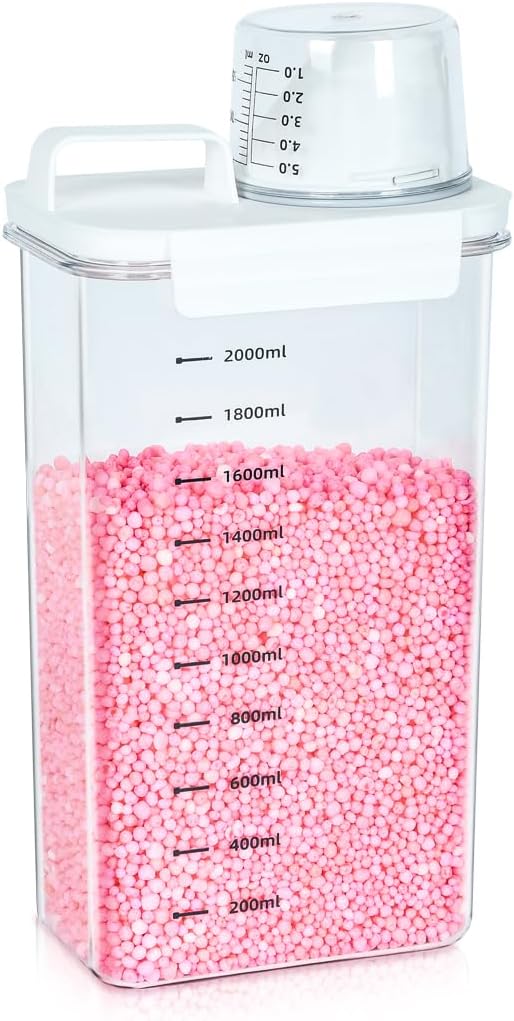 Tokokimo Laundry Detergent Dispenser - Powder Container & Scent Booster Beads Dispenser for Laundry Room Organization