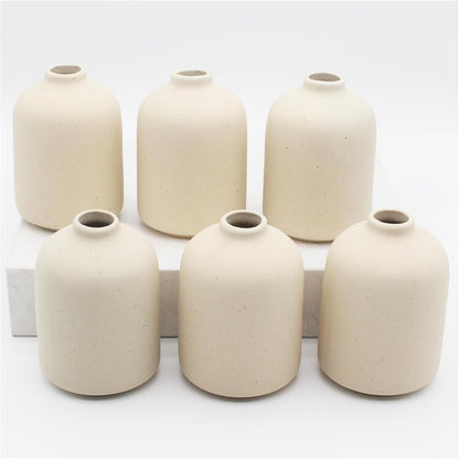 YANLING 6 Pack White Vase Small Ceramic Vases for Decor, Bud Vases | for Centerpieces White Vases for Flowers Boho Home Decor, Pampas Grass Dried Flowers Vases