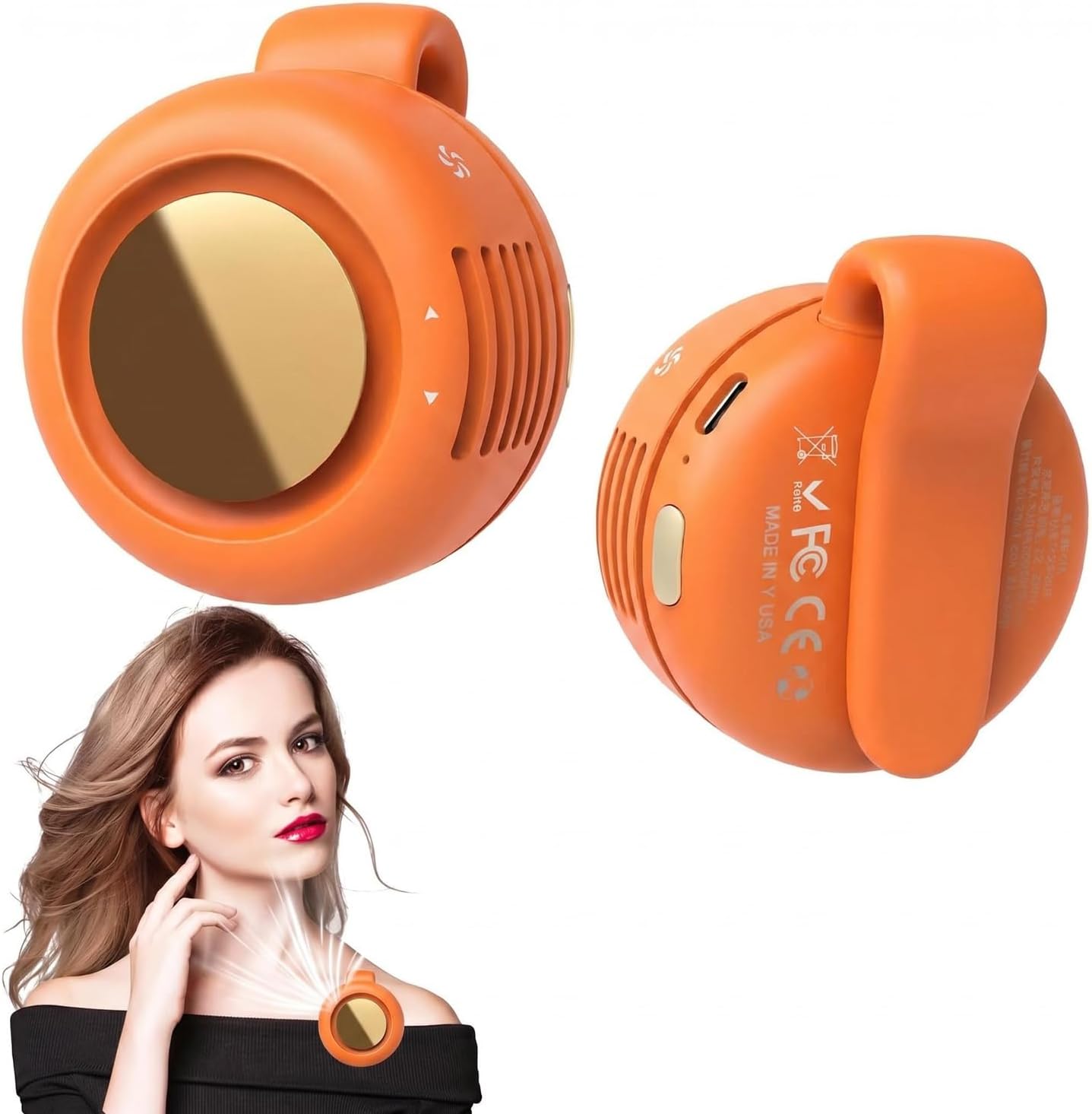 Portable Silent Mini Bladeless Fan Clip On, Small Fan Clip on for Shirt & Waist, Adjustable 3-Speed Suspended Whirlwind Fans, For Outdoor & Travel & Office, Travel Accessories, Gift (Black)