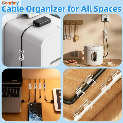 Self Adhesive Cable Clips 60 Pcs, 7.5mm Black Wire Holders with Strong Adhesive, Cord Management Organizer for Under Desk Wall TV PC Ethernet Cable