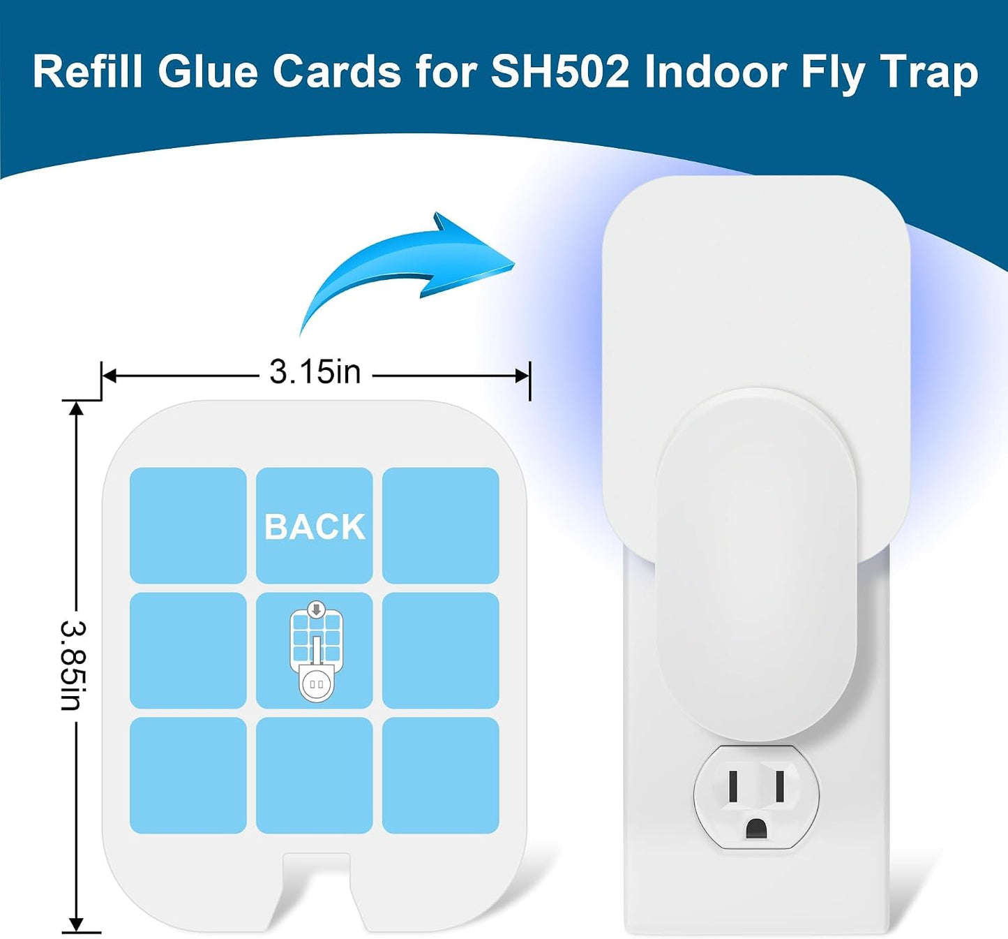 48 Pack Fly Trap Refill Glue Cards Compatible with Safer Home | replacement sticky glue boards for indoor fly traps,with strong adhesive for fruit flies,gnats and moths