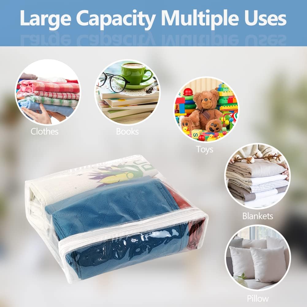 25Pcs Clear Vinyl Zippered Storage Bags - Blanket & Bed Sheet Organizer for Closet Linen & Sweater
