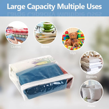 25Pcs Clear Vinyl Zippered Storage Bags - Blanket & Bed Sheet Organizer for Closet Linen & Sweater
