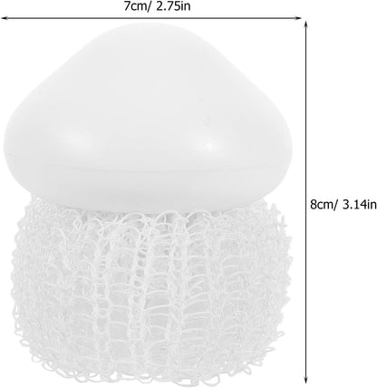 NUOBESTY Kitchen Dish Brush and Scrub Brush Set with Handle, Replaceable Steel Wire Scrubber Balls, Small Sink Scrubber for Cleaning Pots and Dishes, White with 4 Replacement Heads,