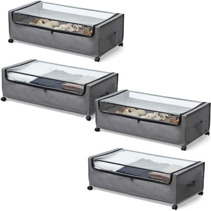 FOUCSSOMEI Under Bed Storage with Wheels, Under The Bed Storage Drawers On Wheels, Rolling Underbed Drawers, Lockable, Heavy Duty