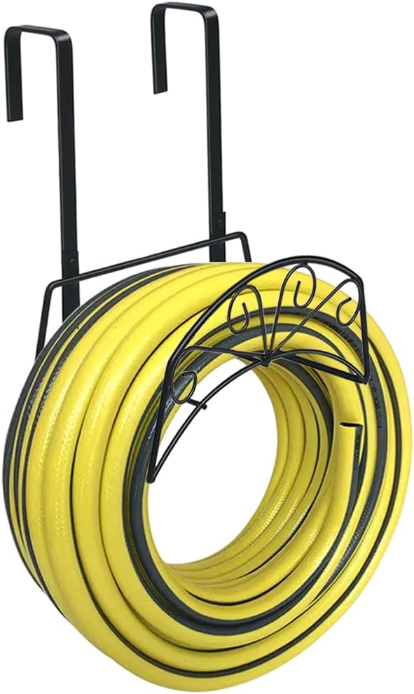 Garden Hose Holder, Sturdy Hose Storage Organizer Reel Rack for Outside Garden Lawn Yard Farm -Wall Mount Or Hanger (White)
