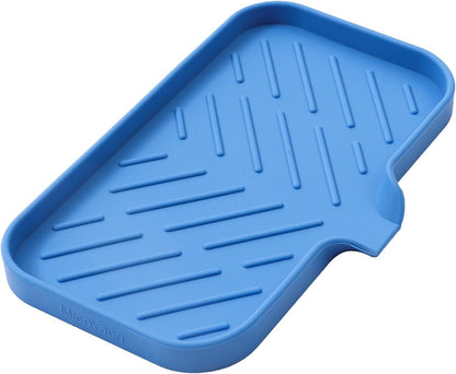 MicoYang Silicone Bathroom Soap Dishes with Drain Spout-Bathroom and Kitchen Sink Organizer,Sponge Holder,Dish Soap Tray,Perfect for Dispenser,Scrubber,Bottle,Cup on Sink or Counter-Coffee 4.9"×3.2"