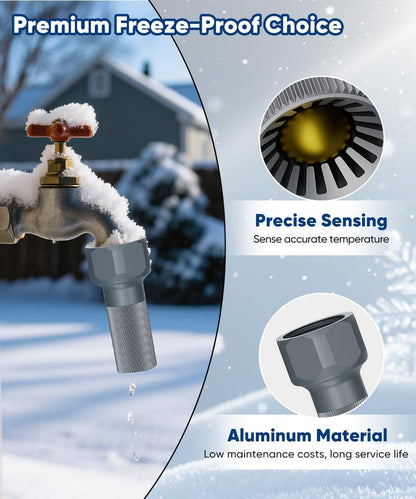 3/4-Inch Thread Faucet Freeze Protection Valve, Freeze Proof Faucet Cover for Outdoors, Winter Frost Proof Auto Temperature Control for Garden, Lawn & Yard Spigot, Grey, 2pcs