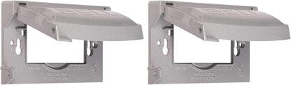 BELL MX1250S 1-Gang Flip Weatherproof Cover, Universal Metal 12-in-1 Outlet Outdoor Receptacle Protector, Vertical/Horizontal, Gray