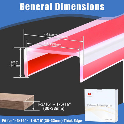 Clear Rubber Edge Trim, Self-Adhesive Silicone Edge Trim, Edge Protector for Sheet Metal, Glasses or Flexi Glasses, Silicone Rubber Material, Transparent Color, Fit 1/4"(6mm), U Channel Edge Guard