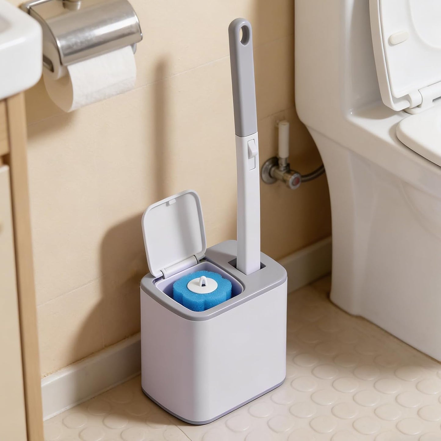 2 Pack Disposable Toilet Brush and Holder Set, Disposable Toilet Cleaning System Extended Handle with 48 Toilet Wand Refills, Toilet Brush for Toilet Bowl Cleaners, Bathroom Cleaning, Bathtub