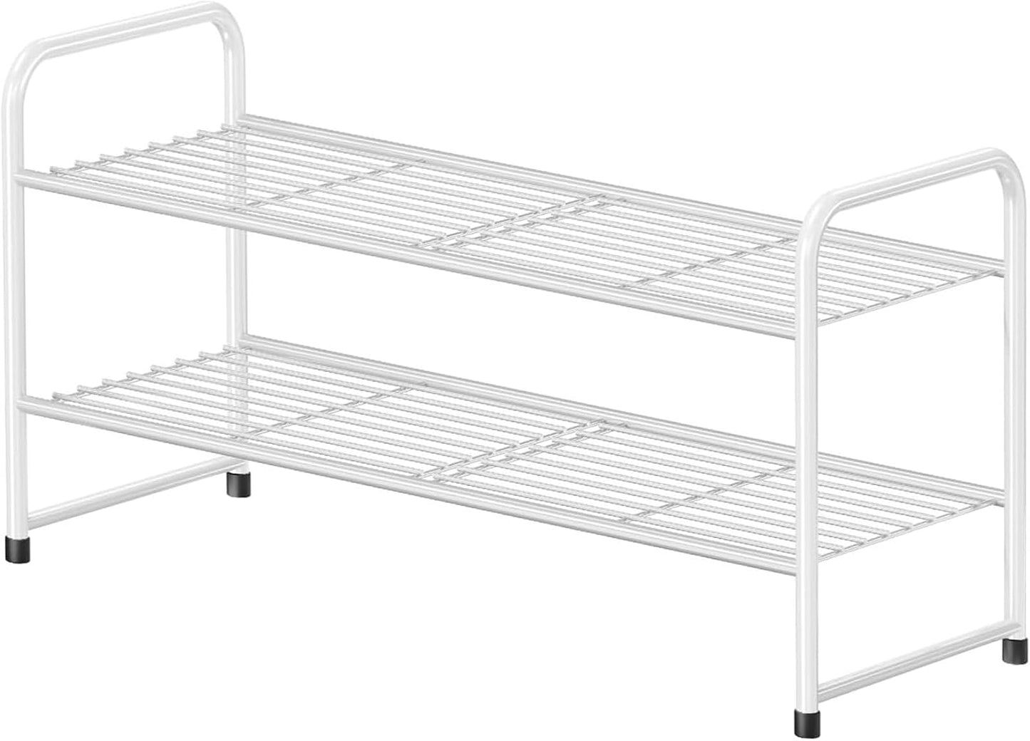 Simple Shoe Rack 2 Tier 27 Inch Wide, Heavy Duty Metal Closet Shoe Organizer Shelf for Entryway, Front Door, Black