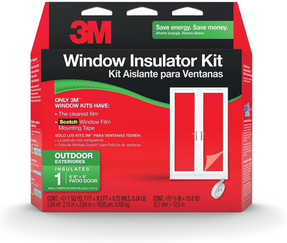 3M Outdoor Patio Door Clear Insulation Kit, Heat or Cold Window Insulation Kit for Large Windows and Sliding Doors, 1-Door Kit, 7 ft. X 9.3 ft.