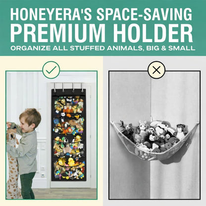 Honeyera The Original Stuffed Animal Storage (Patented) - Over Door Organizer for Stuffies, Baby Ideas Holder, Toy Plush Hammock Hanging Net Big Girls Toddler Large Bag Animals Stuffy Behind