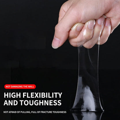Nano Double Sided Tape Heavy Duty - 10ft (3m) × 0.8in (2cm) Clear Mounting Tape, Removable Strong Adhesive for Walls, Carpet, Rug, Home Decor – No Residue, Washable, Reusable, Invisible Traceless Tape