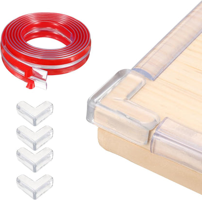 uxcell Edge Protector, 6.6ft (2M) x 0.4" (10MM) Clear Furniture Corner Guard PVC Strong Adhesive Proofing Edge Safety Bumpers with 4 Corners Guards for Table Cabinets