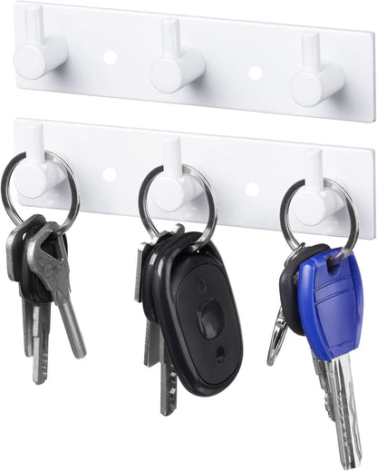 Stainless Steel Wall Key Holder Set of 2 - 3 Key Hooks Modern Hanger for Home, Kitchen, Entryway, Hallway, Office, Cabinet, Bathroom (Black)
