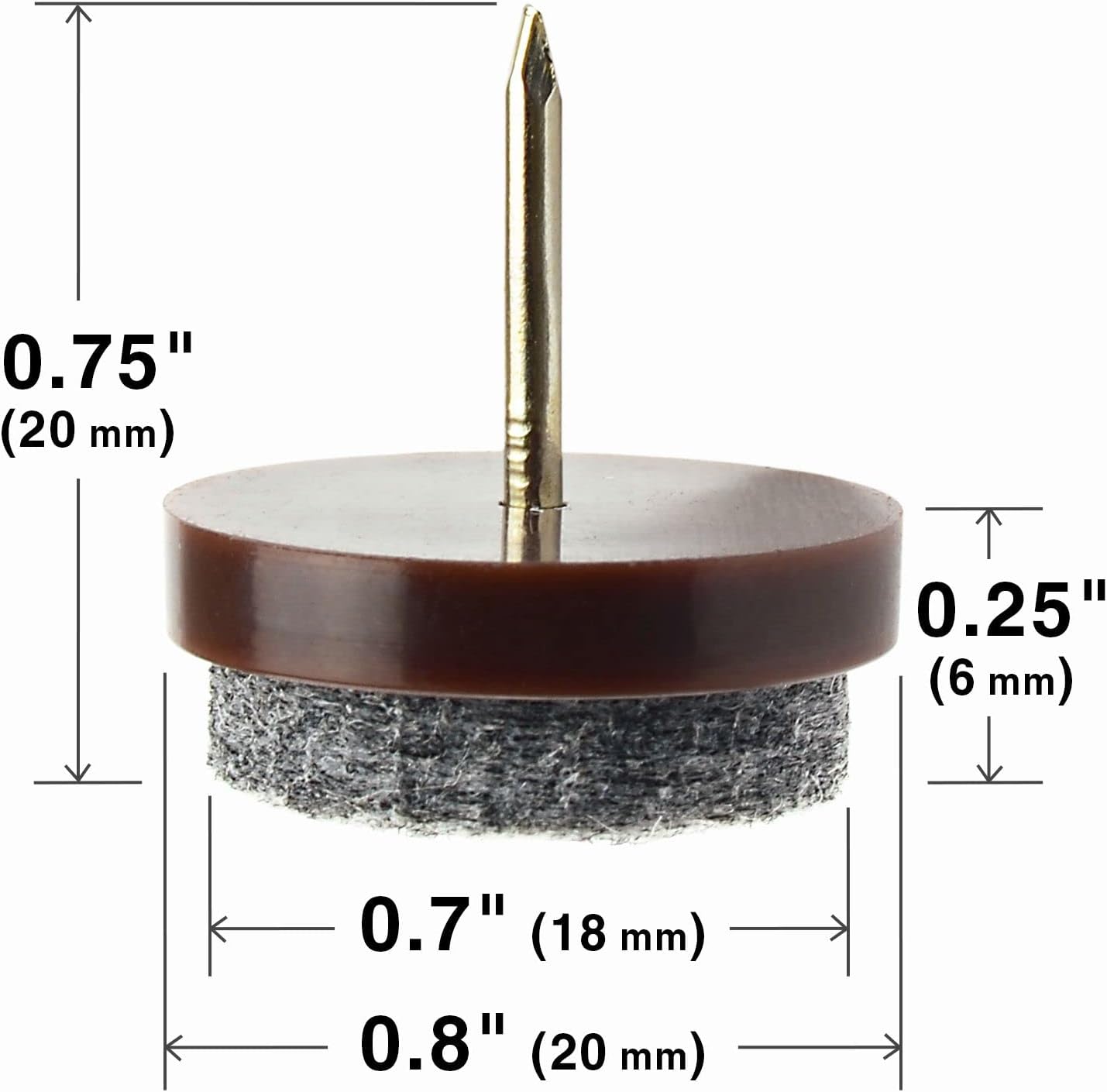 Nail-on Felt Pads X-PROTECTOR 40 PCS - 0.85" Felt Furniture Pads - Brown Chair Leg Floor Protectors - Nail in Furniture Pads for Furniture Legs - The Best Felt Chair Pads for Hardwood Floors (22mm)!