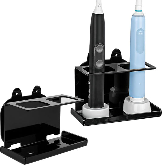 Electric Toothbrush Holder Wall Mounted, Electric Toothbrush Cord Organizer Holds 1 Chargers, Self Adhesive Electric Toothbrush Stand for Bathroom, Medicine Cabinet, Dorm(Black)