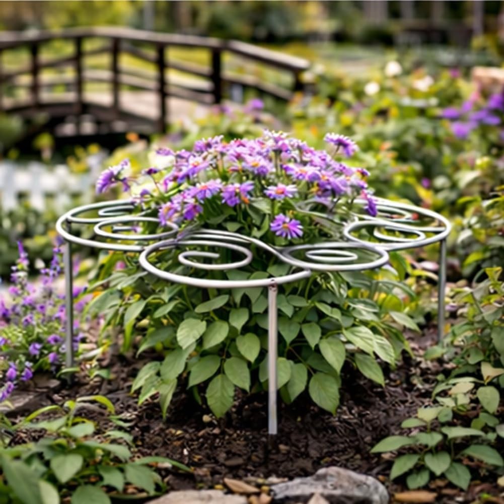 Metal Plant Support Ring for Garden, Peony Cage Stand, Indoor Pots, Flower Hoop, Decorative Grow Through Rings, Stackable Houseplant Stake, Dahlia Cage, Outdoor Orchid Clip(1PC,Medium)