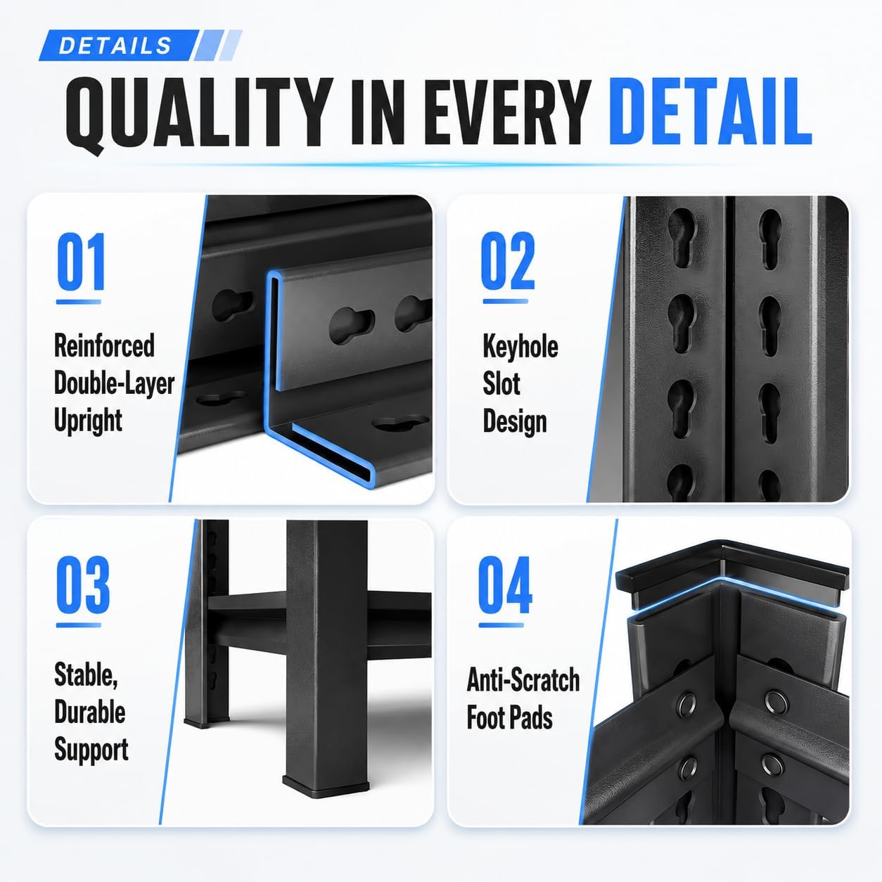 Heavy Duty Over Washer and Dryer Storage Shelf, 4 Tier Adjustable Metal Laundry Room Organizer, Freestanding Utility Shelving Rack, Rust Resistant Steel Storage Shelf, Black, 19.7"Wx 13.8"Dx 44.1"H