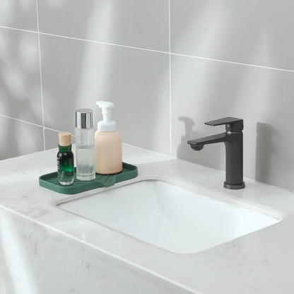 MicoYang Silicone Bathroom Soap Dishes with Drain Spout-Bathroom and Kitchen Sink Organizer,Sponge Holder,Dish Soap Tray,Perfect for Dispenser,Scrubber,Bottle,Cup on Sink or Counter-Coffee 4.9"×3.2"