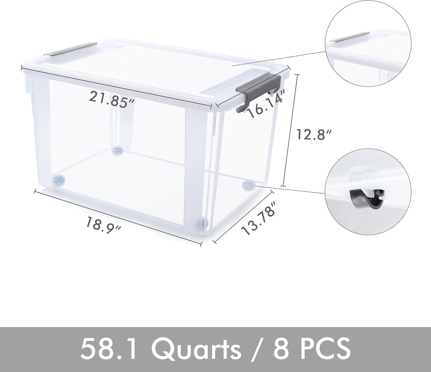 Citylife 57 QT Plastic Storage Bins with Double-Opening Lids, Storage Containers for Organizing, Large Clear Storage Box for Closet, Blankets, 2 Packs