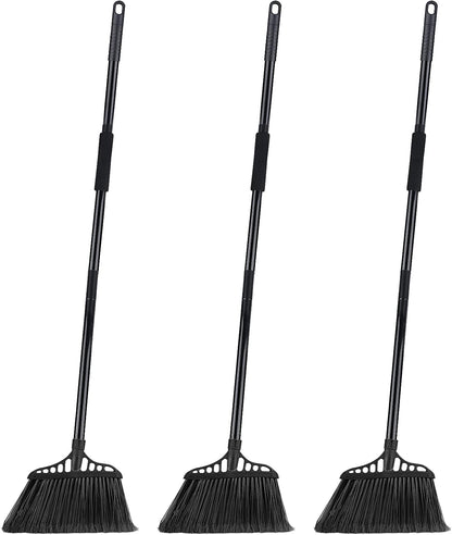 Tiumso Heavy Duty Angle Broom - 55" Adjustable Iron Handle with Stiff Bristles - Commercial-Grade Indoor/Outdoor Broom for Garage, Patio, Kitchen, Sidewalk & Concrete Cleaning (Black & Red)