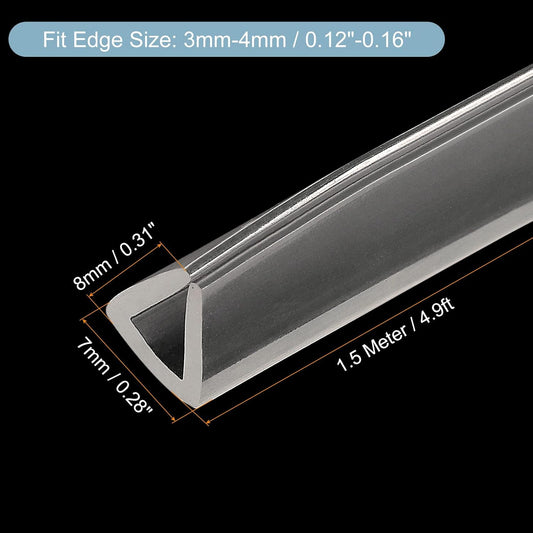 uxcell U Channel Edge Trim, 4.9ft Length Soft Rubber Guard Seal Strip Edge Protector Fit for 1-2mm Edge, (9/32" W x 5/32" H) Clear