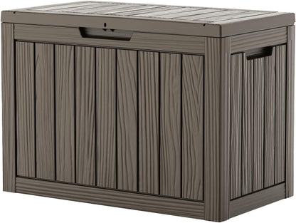 EasyUp 33 Gallon Resin Deck Box Waterproof, UV Resistant Outdoor Storage Box for Delivery, Porch, Patio and Garden, Stripe Black