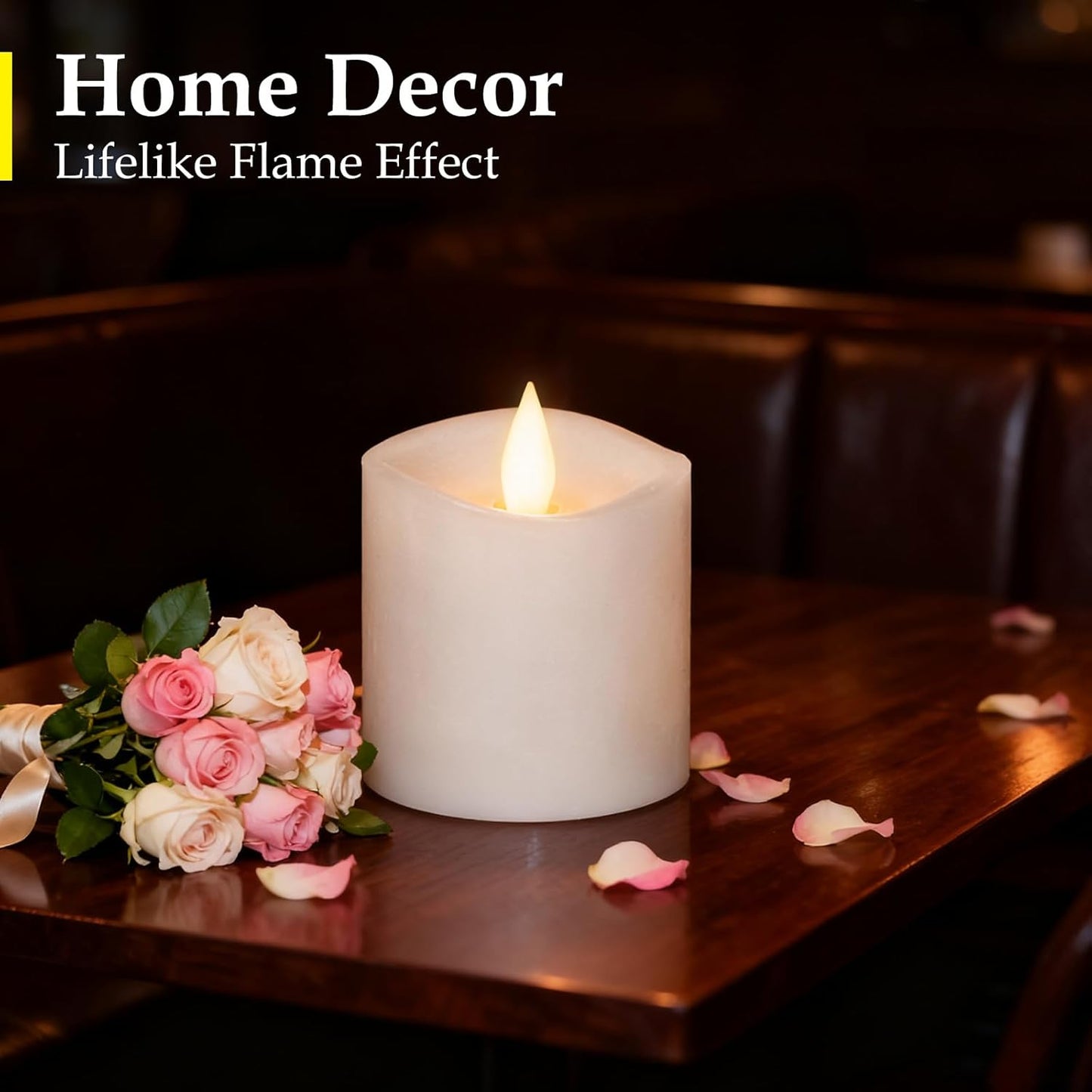3"x4" Flickering Flameless Battery Candles with Timer, White Realistic LED Pillar Candles, Set of 2 Large Remote-Operated Candles for Home Indoor/Outdoor & Holiday Decor