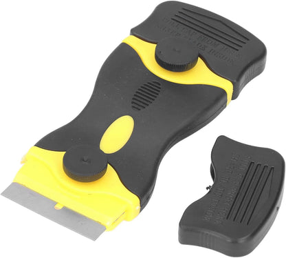 2 in 1 Scraper Tool Premium Dual Head Scraper with Replaceable Blades for Kitchen Bathroom Glass Stove Oven Cleaning Heavy Duty ABS Plastic and Metal Construction 2 Pack 5 I (Black Yellow)