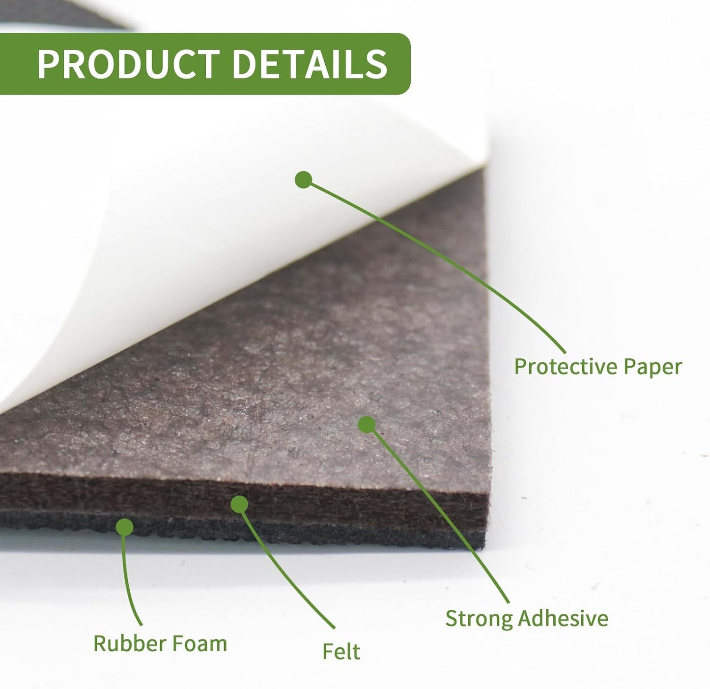 Non Slip Furniture Pads 36 PCS 1'' Square - Anti Slip Furniture Pads - Self Adhesive Rubber Feet Furniture Feet - Chair Leg Floor Protectors - Keep Furniture in Place