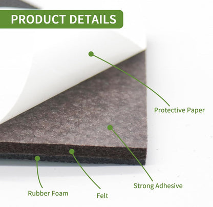 Non Slip Furniture Pads 36 PCS 1'' Square - Anti Slip Furniture Pads - Self Adhesive Rubber Feet Furniture Feet - Chair Leg Floor Protectors - Keep Furniture in Place
