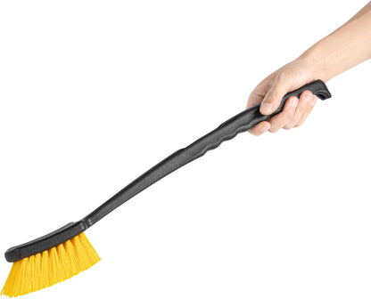 Restaurantware-Clean Tek Professional 10.24 Inch Utility Brush, 1 Heavy-Duty Scrub Brush - Plastic Bristles, Ergonomic Handle, Black Plastic Cleaning Scrub, Ideal for Indoor and Outdoor Cleaning