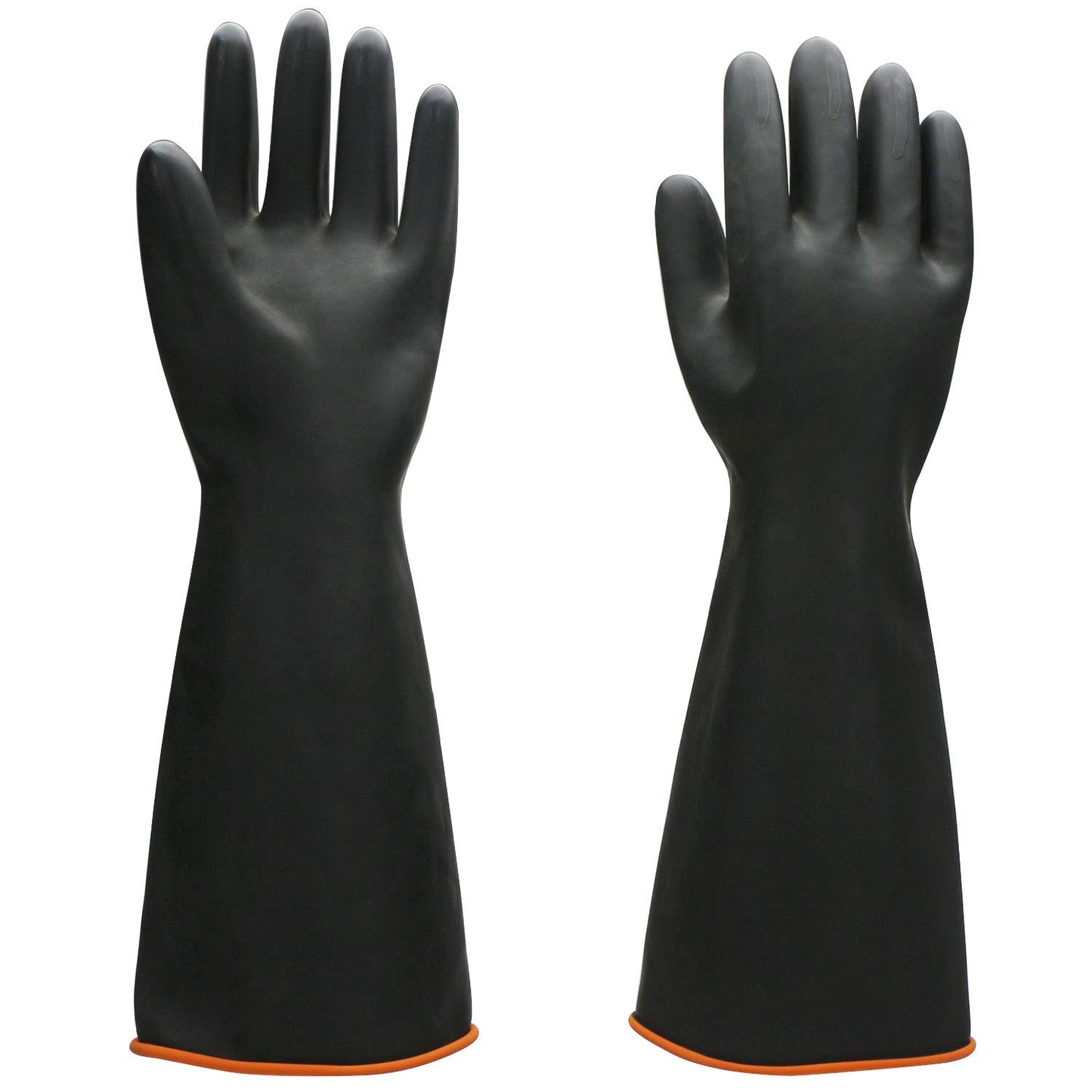 Black Rubber Gloves Extra Large, 22" Long Chemical Resistant Gloves, Waterproof Reusable Dishwashing Household Cleaning Safety Work Heavy Duty Industrial Rubber Glove, 1 Pair XXL