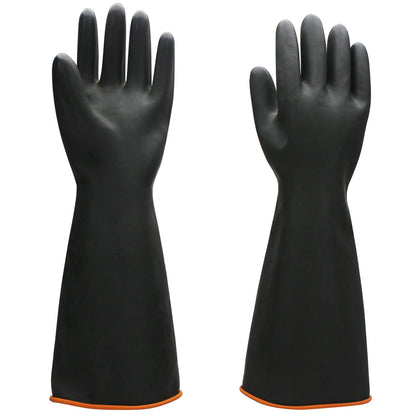 Black Rubber Gloves Extra Large, 22" Long Chemical Resistant Gloves, Waterproof Reusable Dishwashing Household Cleaning Safety Work Heavy Duty Industrial Rubber Glove, 1 Pair XXL