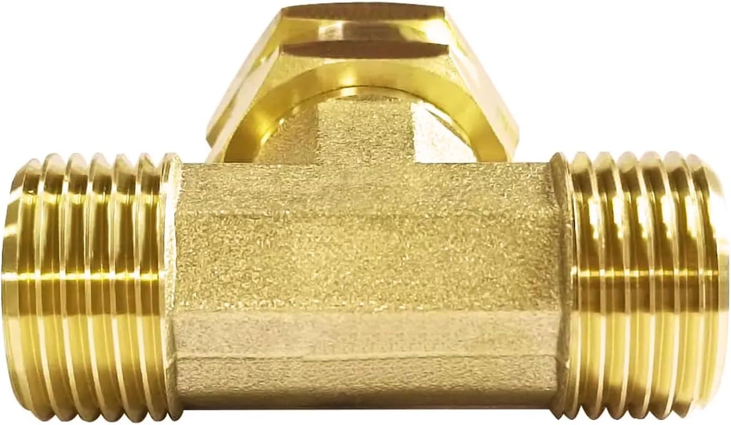 2PCS Brass 3/4" GHT Garden Hose Splitter Body Backyard 2 Way Y Shaped Swivel Connector Threaded Pipe Fitting Coupler Adapter with Washer