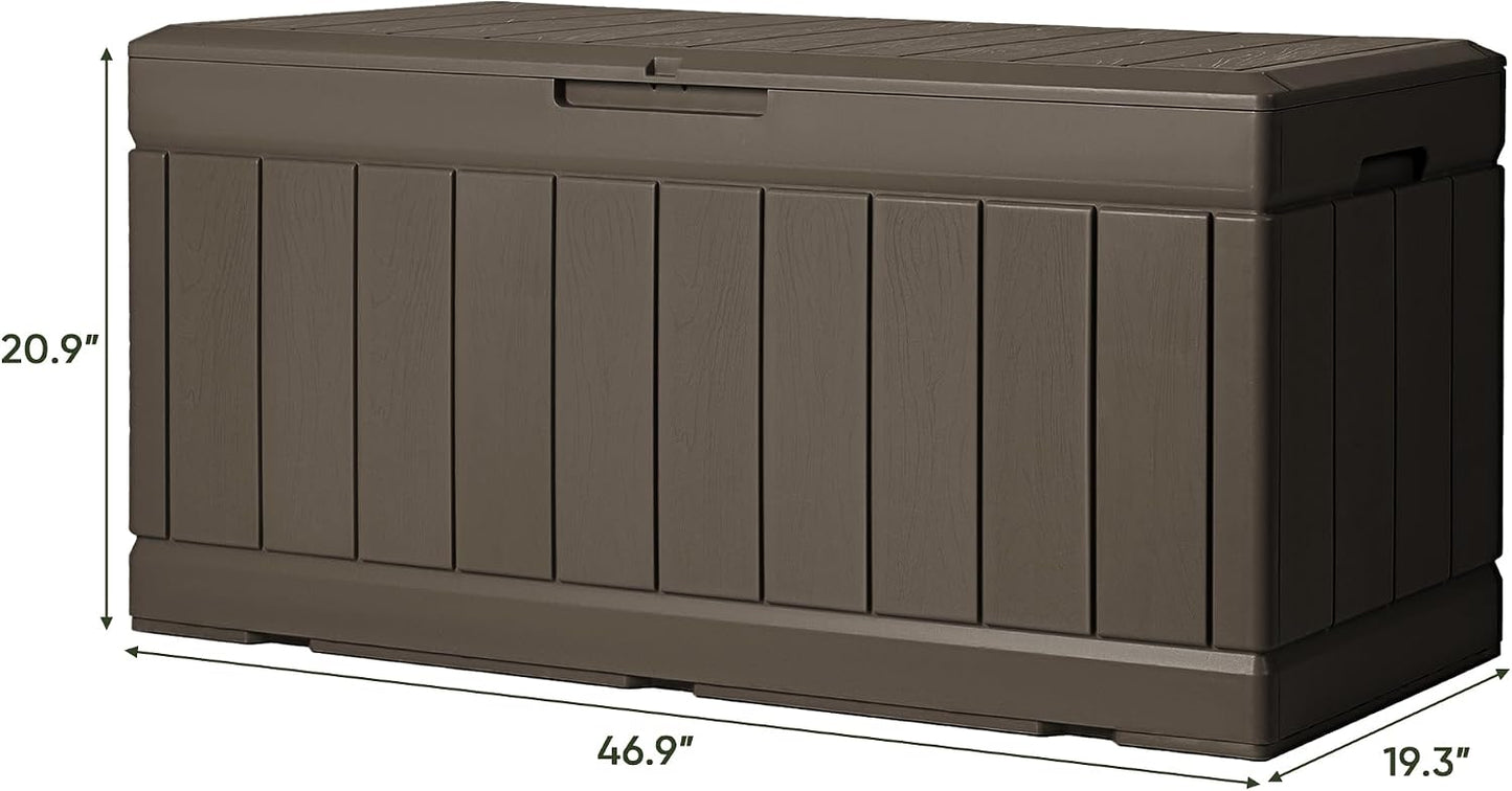 Greesum 110 Gallon Outdoor Storage Box with Lockable Lid, All-Weather for Patio Furniture, Pool Supplies & Garden Tools, Waterproof, UV-Resistant Large Deck Box, Dark Black
