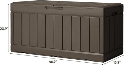 Greesum 110 Gallon Outdoor Storage Box with Lockable Lid, All-Weather for Patio Furniture, Pool Supplies & Garden Tools, Waterproof, UV-Resistant Large Deck Box, Dark Black