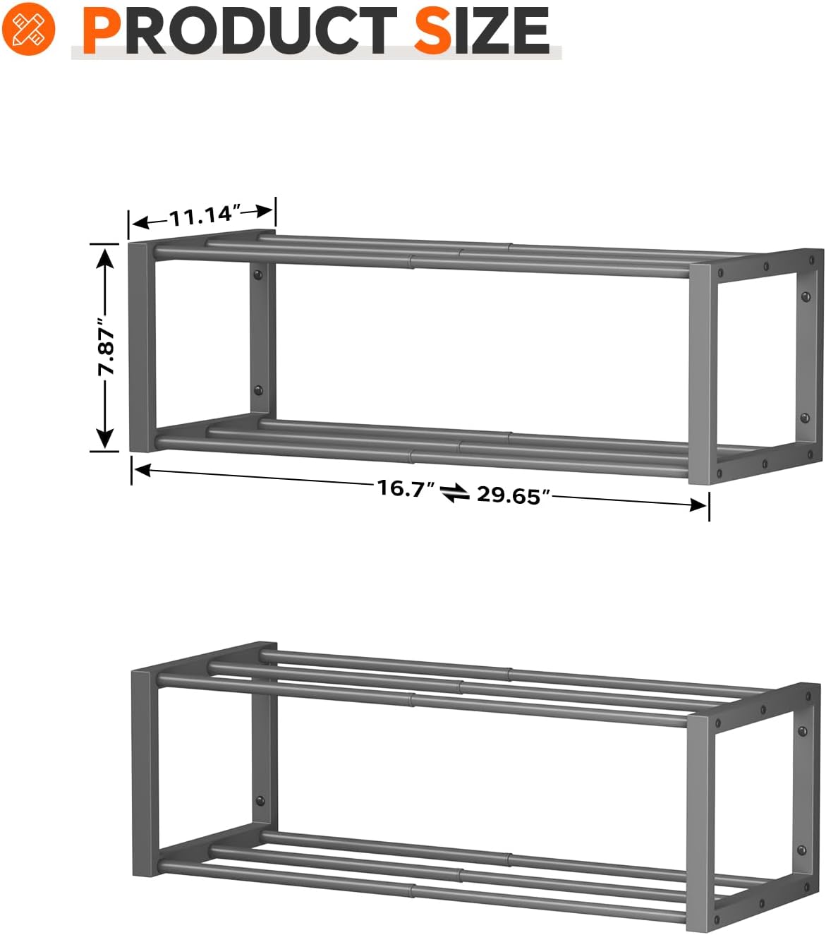 Homeiju Hanging Shoe Organizer,2 Pack Wall Mounted Shoe Rack Holds 12 Pairs,Space Saving Metal Wall Shoe Rack,Hanging Shoe Rack Shoe Holder for Small Space,Entryway,Closet,RV,Camper（Black