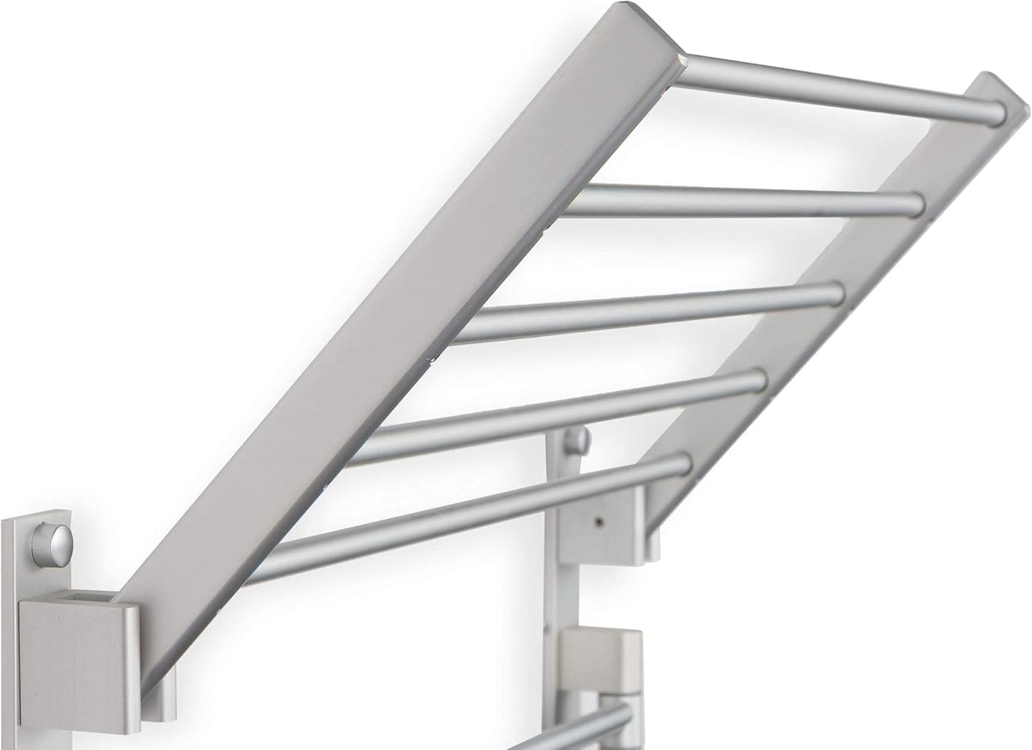 BGT Wash Clothes Drying Rack Wall Mount Laundry Room Organizer with Hooks & Swing Arms, 17" Metal Laundry Rack Silver