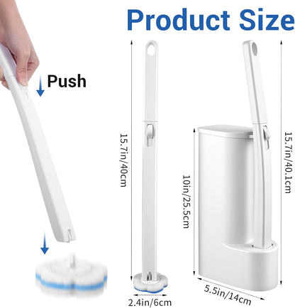 Disposable Toilet Brush Cleaning System with 50pcs Refills Pads Replacement Heads Wall Mounted Toilet Wand Kit Bathroom Maintenance Set