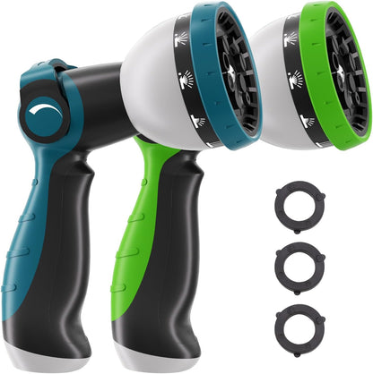 Besiter Garden Hose Nozzle Sprayer: 2 Pack 10 Watering Patterns Spray Nozzles Heavy Duty Metal Hose Head Hose Attachment, Thumb Control On Off Valve