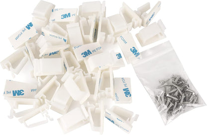 Cable Clips 3M Adhesive, Multipurpose Wire Clamps for Cable Management and Cable Runs - 50 Pack Black Bundled with 10 Reusable Cable Ties