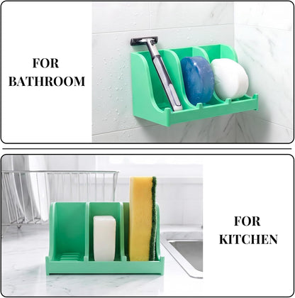 Soap Holder for Shower Wall, 3-Compartment Soap Dish for Shampoo, Conditioner and Body Soap, Fast Draining & Rust-Proof & Heavy Duty, Ultra-Strong Adhesive for Long-Term Bathroom Use & Freestanding