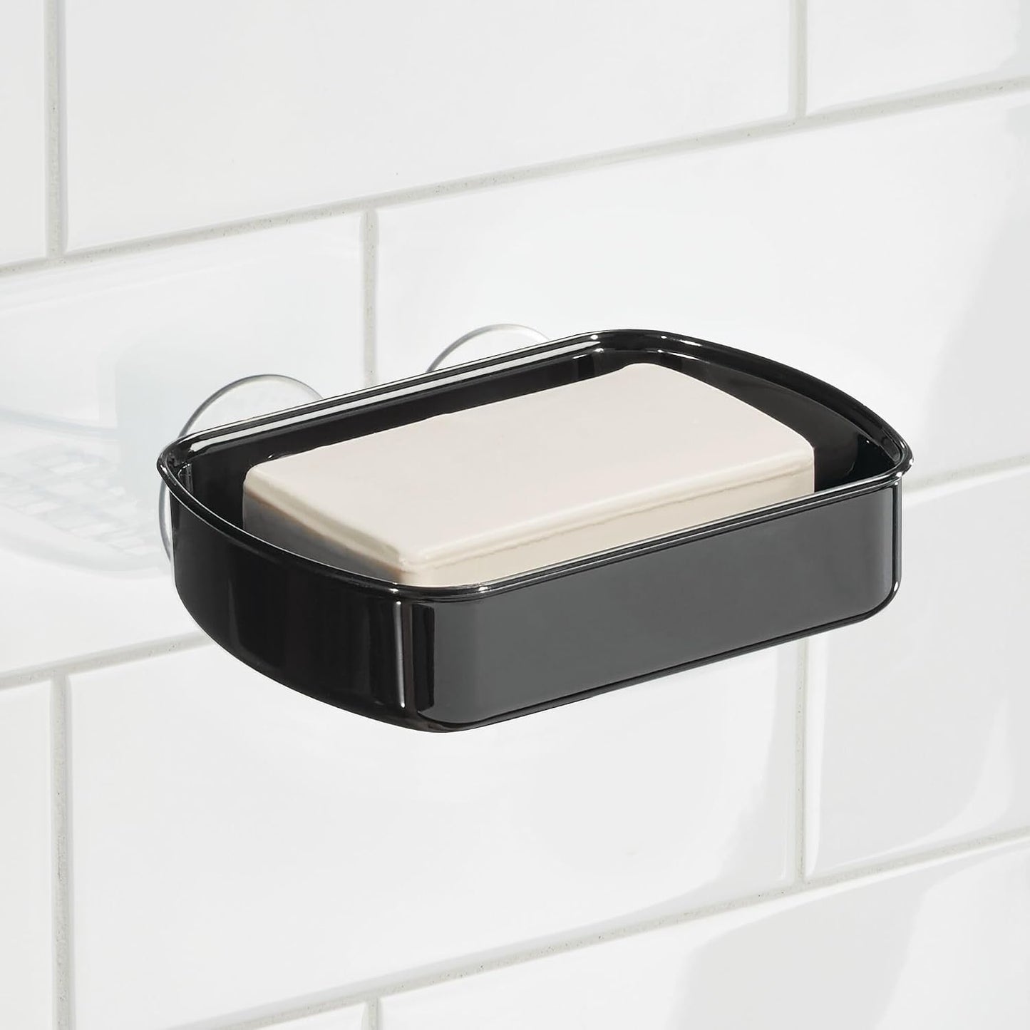 iDesign BPA-Free Plastic Suction Bar Soap Dish - 5.25" x 4" x 2", Clear,19600