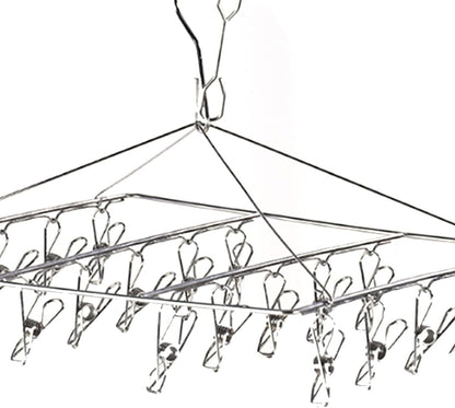 Clothes Drying Racks Clip Hangers, Clothes Drying Hanger Stainless Steel Multi Clip Laundry Drip Hanging Rack for Underwear Socks Hat(Round)