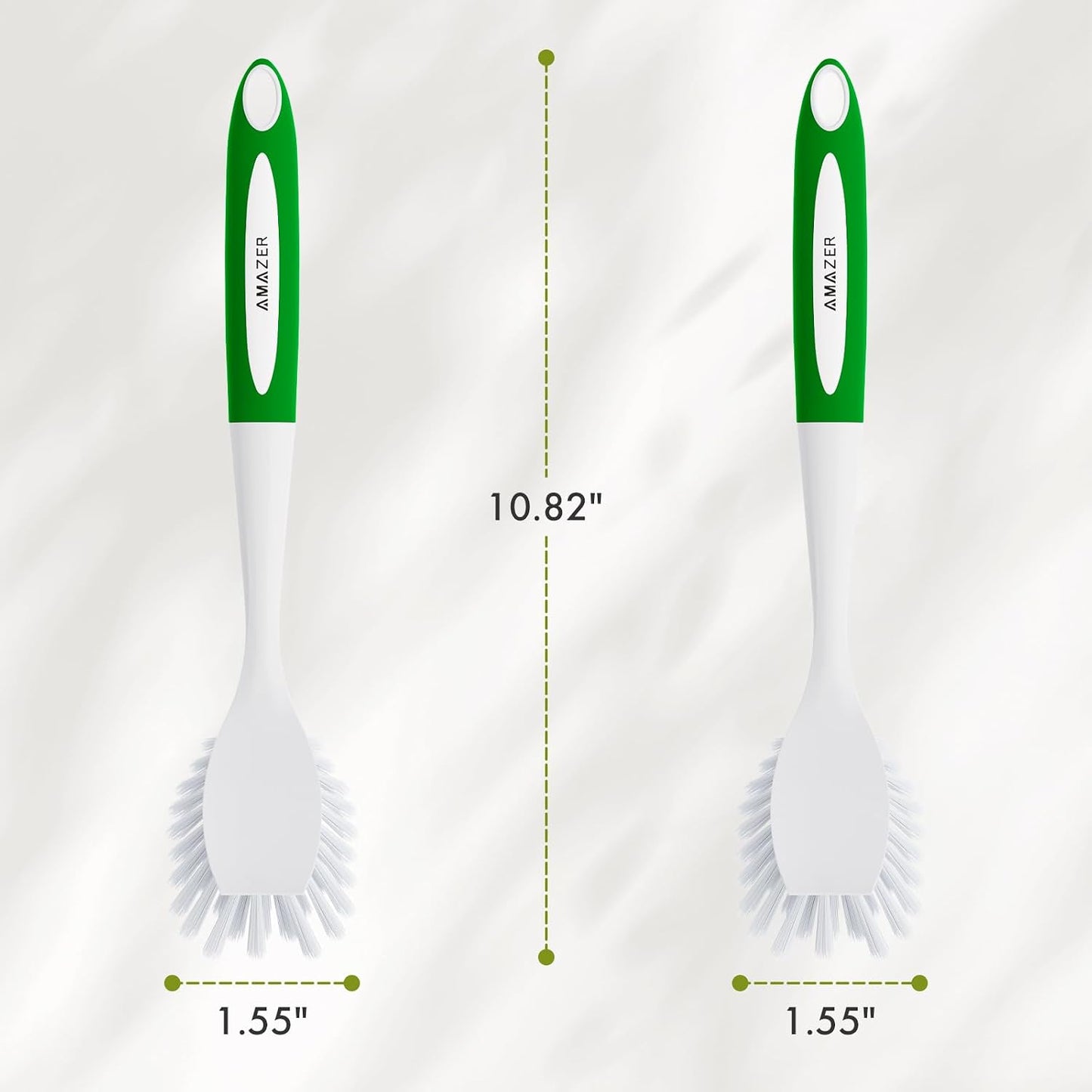 Amazer Dish Brush with Handle, 2 Pack Kitchen Scrub Brushes for Cleaning, Dish Scrubber with Stiff Bristles for Sink, Pots, Pans