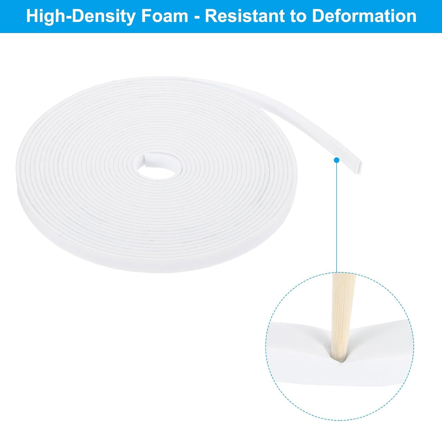 PATIKIL Weather Stripping Door Seal Strip, 3/8 Inch x 1/4 Inch x 32 Ft Self Adhesive Soundproof High Density Foam Tape Insulation for Door Window Air Conditioning, White - Colors A